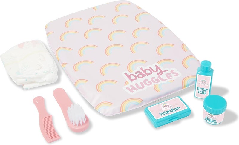 CASDON Ultimate Care Kit for Dolls: Authentic Play with Rainbow Cushioned Changing Mat, Nappy, Brush, Comb, and Containers - Suitable for Dolls up to 46cm - Encourages Realistic Role Play - Ages 3+ - Image 1